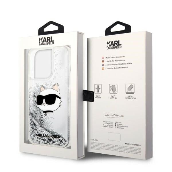 Karl Lagerfeld KLHCP14XLNCHCS iPhone 14 Pro Max 6,7" srebrny|silver hardcase Glitter Choupette Head (Attēls 8)