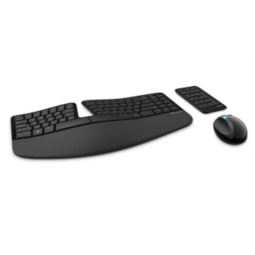 Microsoft L5V-00009 Sculpt Ergonomic Desktop Multimedia, Wireless, Keyboard layout DK, Black, Mouse included, Danish, Numeric keypad, 842 oz (Фото 1)