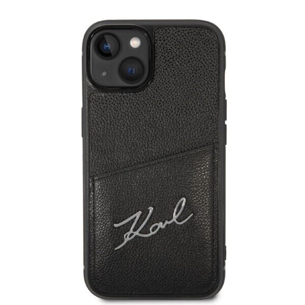 Karl Lagerfeld KLHCP14SCSSK iPhone 14 6,1" hardcase czarny|black Signature Logo Cardslot (Attēls 3)