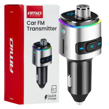 Car FM Transmitter 2×USB-A microSD 12V