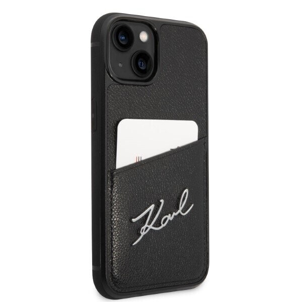 Karl Lagerfeld KLHCP14SCSSK iPhone 14 6,1" hardcase czarny|black Signature Logo Cardslot (Attēls 4)