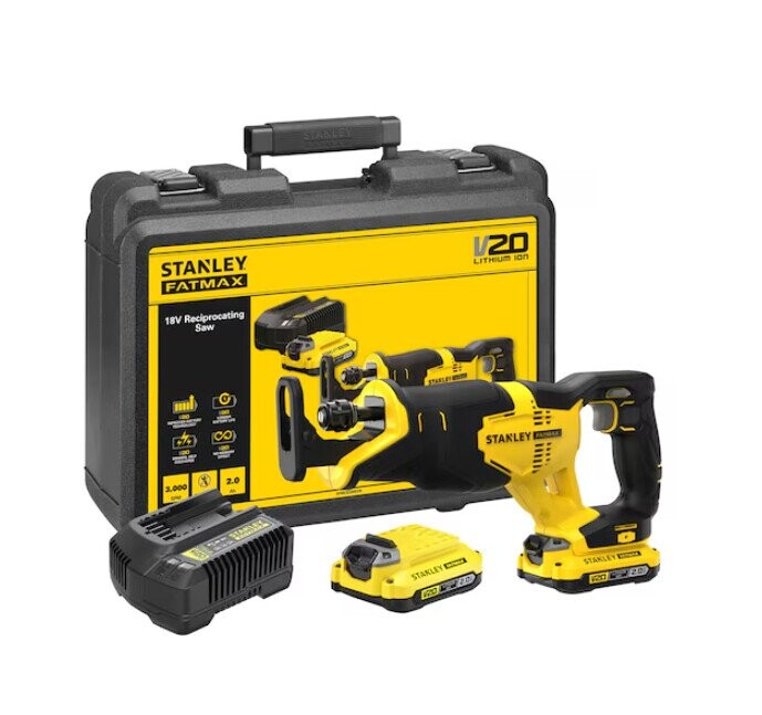 Stanley | 18V V20 Reciprocating Saw - 2 x 2.0Ah Kitbox | SFMCS300D2K-QW | 18 V (Attēls 1)