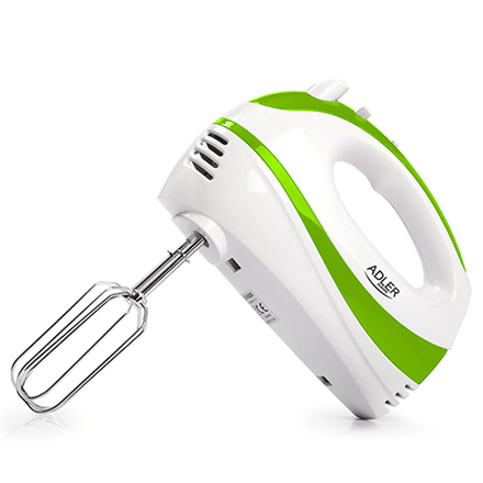 Hand Mixer Adler AD 4205 g White, green, Hand Mixer, 300 W, Number of speeds 5, Shaft material Stainless steel, (Фото 1)
