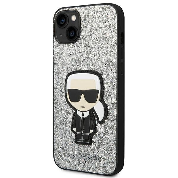 Karl Lagerfeld KLHCP14SGFKPG iPhone 14 6,1" hardcase srebrny|silver Glitter Flakes Ikonik (Attēls 2)