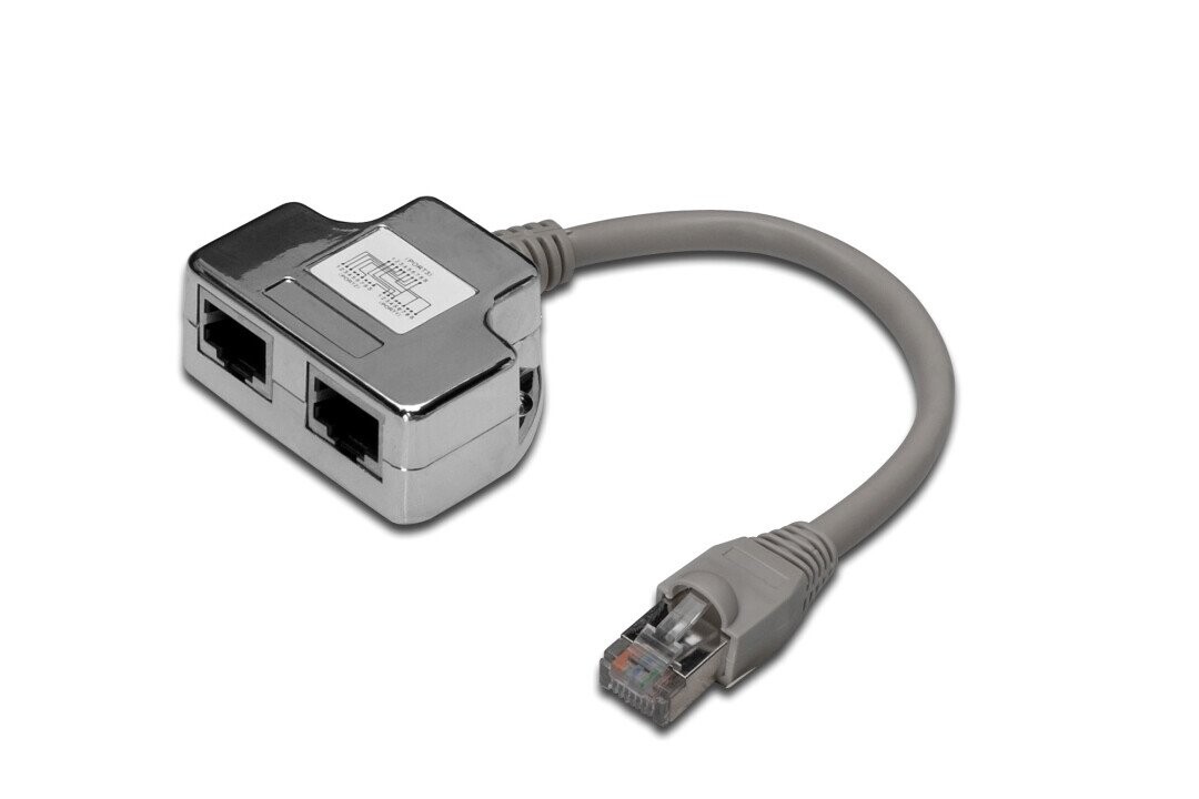 Digitus CAT 5e patch cable adapter, 2x CAT 5e, shielded 	DN-93904 Black, RJ45 socket to RJ45 plug, 0.19 m (Attēls 1)