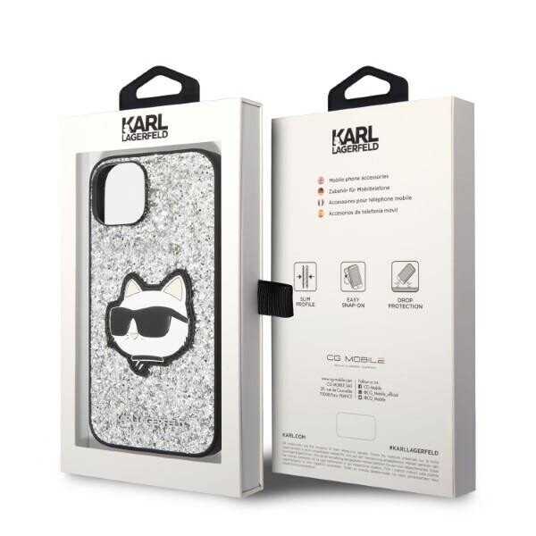 Karl Lagerfeld KLHCP14SG2CPS iPhone 14 6,1" srebrny|silver hardcase Glitter Choupette Patch (Attēls 8)