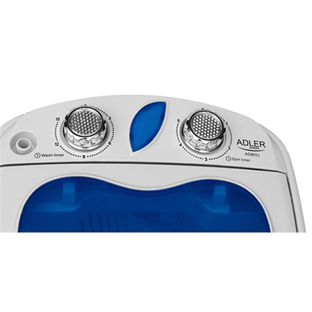 Adler Washing machine AD 8051 Top loading, Washing capacity 3 kg, Unspecified RPM, Unspecified, Depth 37 cm, Width 38 cm, White/Blue, (Attēls 3)
