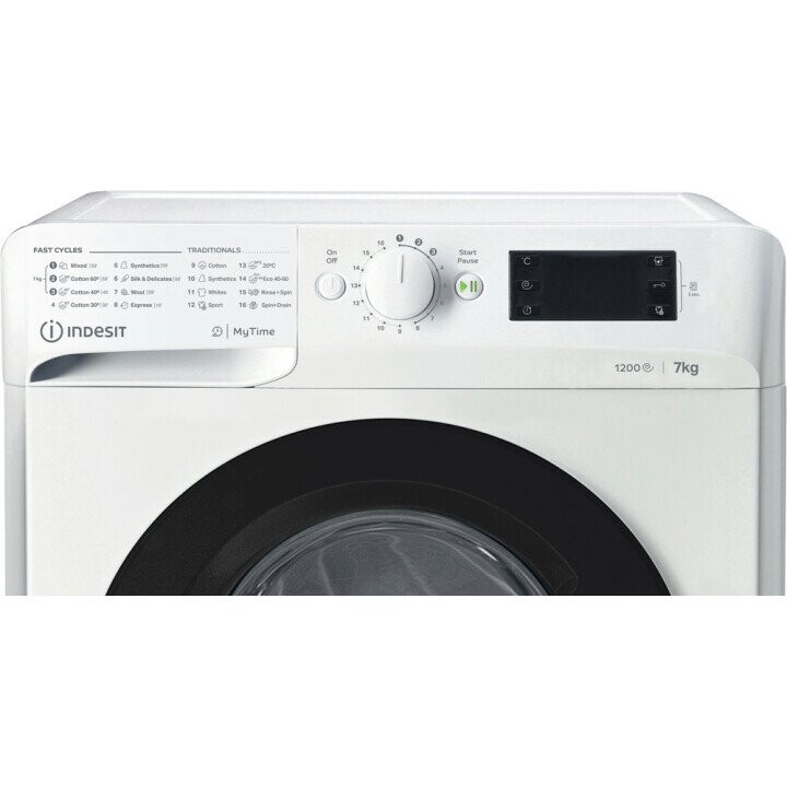 INDESIT Washing machine MTWE 71252 WK EE A +++, Front loading, Washing capacity 7 kg, 1200 RPM, Depth 54 cm, Width 59.5 cm, Display, Big Digit, White (Attēls 9)