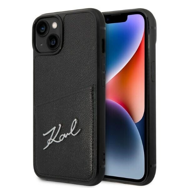 Karl Lagerfeld KLHCP14SCSSK iPhone 14 6,1" hardcase czarny|black Signature Logo Cardslot (Attēls 1)