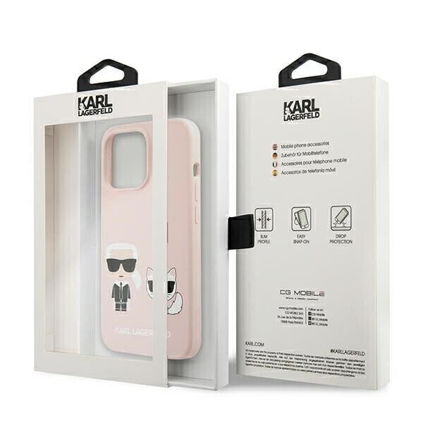 Karl Lagerfeld KLHMP13LSSKCI iPhone 13 Pro  | 13 6,1" hardcase jasnoróżowy|light pink Silicone Ikonik Karl & Choupette Magsafe (Attēls 8)