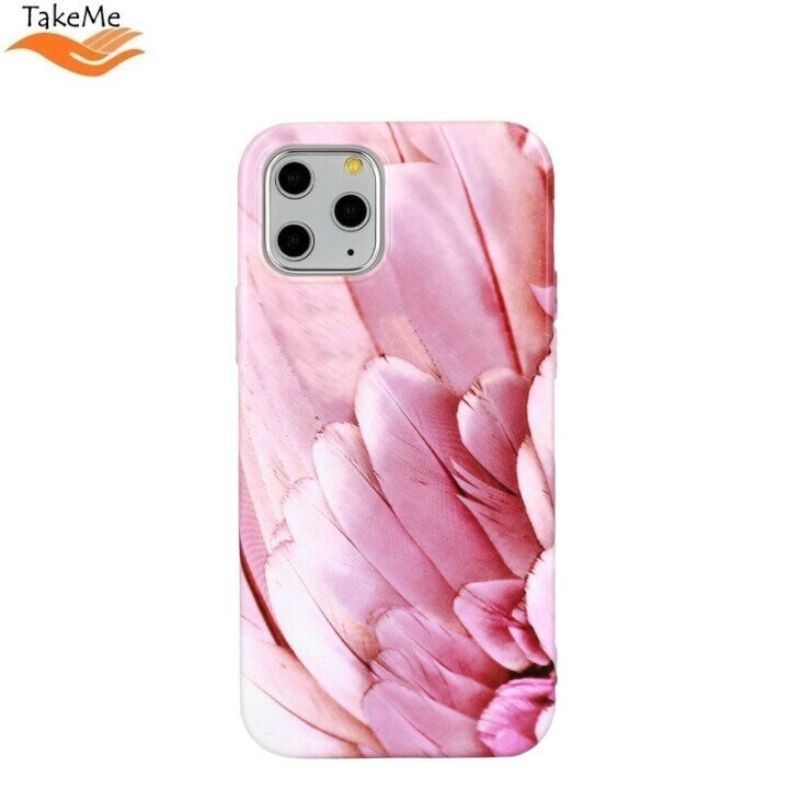 TakeMe Marble flower TPU чехол-крышка для Apple iPhone 12 / 12 Pro Розовый (Фото 1)