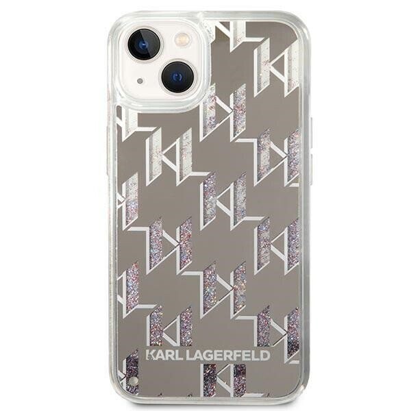 Karl Lagerfeld KLHCP14SLMNMS iPhone 14 6,1" hardcase srebrny|silver Liquid Glitter Monogram (Attēls 3)