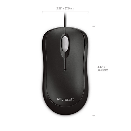 Microsoft 	4YH-00007 Basic Optical Mouse for Business 1.83 m, Black, USB (Фото 4)