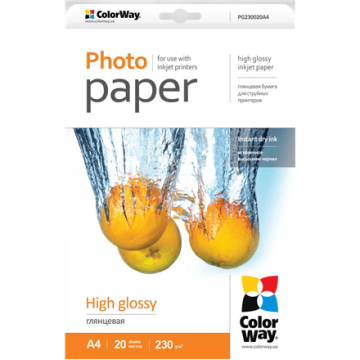 ColorWay A4, High Glossy Photo Paper, 20 Sheets, A4, 200 g/m² (Фото 2)