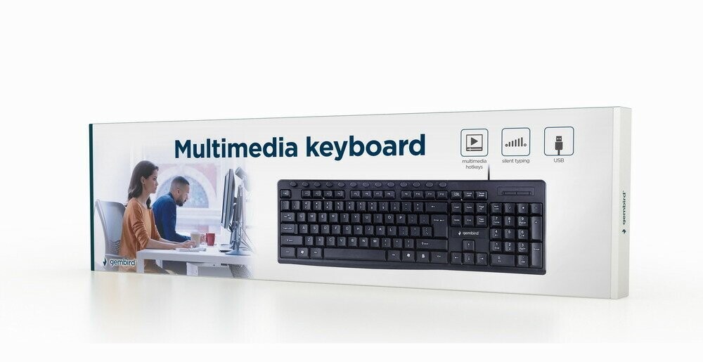 Gembird Multimedia Keyboard KB-UM-107	 USB Keyboard, Wired, US, Black (Attēls 1)