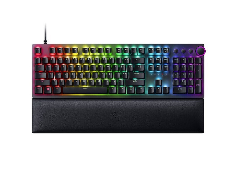 Razer Huntsman V2 Optical Gaming Keyboard, Clicky Purple Switch, Russian Layout, Wired, Black (Attēls 1)