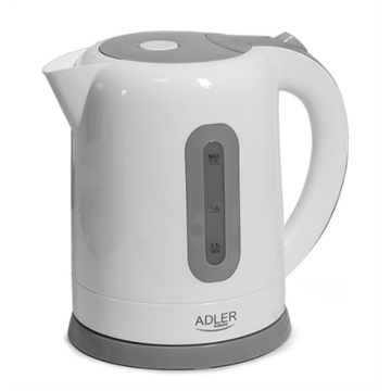 Adler Kettles AD 1234 Standard kettle, Plastic, White, 2200 W, 1.7 L, 360° rotational base (Attēls 1)