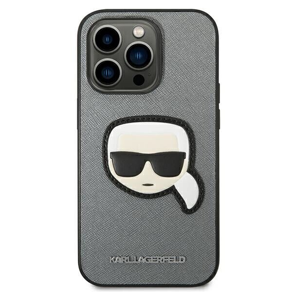 Karl Lagerfeld KLHCP14XSAPKHG iPhone 14 Pro Max 6,7" srebrny|silver hardcase Saffiano Karl`s Head Patch (Attēls 3)