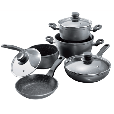 Stoneline 1 sauce pan, 1 stewing pan, 1 frying pan, die-cast aluminium, black, (Attēls 1)