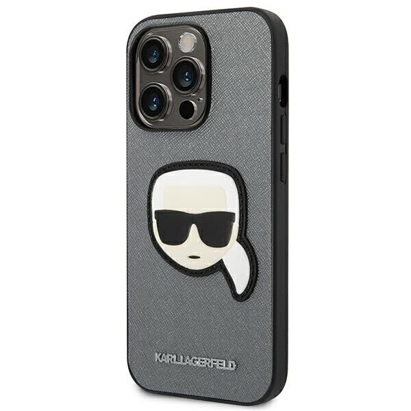 Karl Lagerfeld KLHCP14XSAPKHG iPhone 14 Pro Max 6,7" srebrny|silver hardcase Saffiano Karl`s Head Patch (Attēls 2)