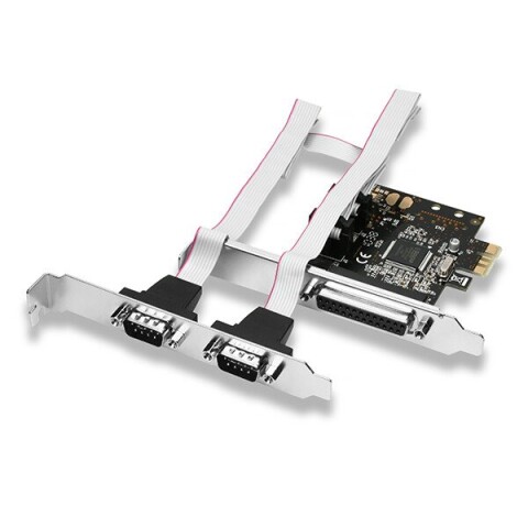 PCI-Express card with one parallel and two serial ports 250 kbps. ASIX AX99100. Standard & Low profile. (Attēls 1)