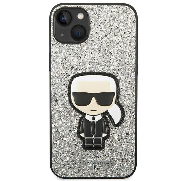 Karl Lagerfeld KLHCP14SGFKPG iPhone 14 6,1" hardcase srebrny|silver Glitter Flakes Ikonik (Attēls 3)