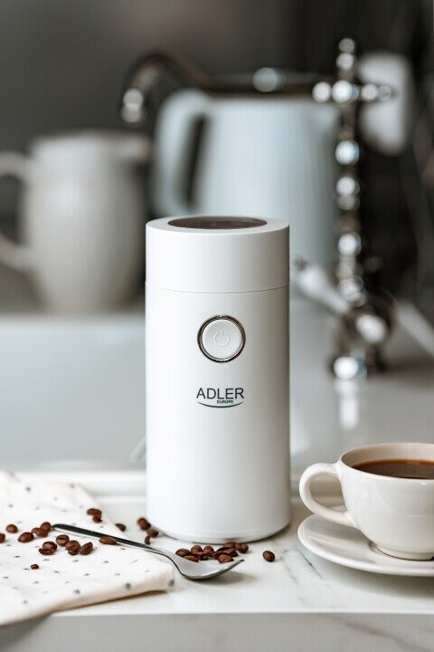 Adler Coffee Mill AD 4446ws 150 W, Coffee beans capacity 75 g, White (Attēls 11)