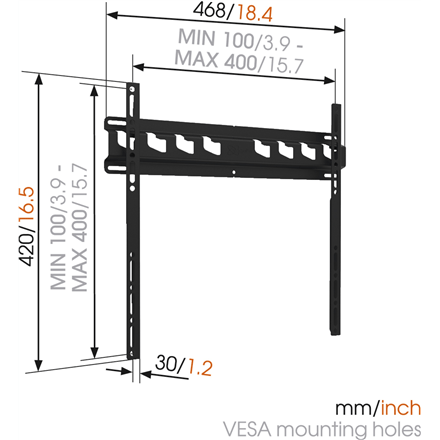 Vogel's Wall Mount - Maximum Weight Capacity 60 kg - Black (Attēls 2)