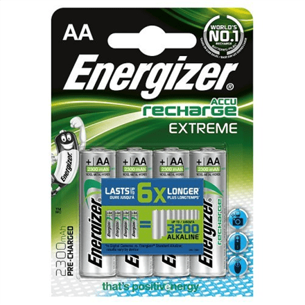 Energizer AA/HR6, 2300 mAh, Rechargeable Accu Extreme Ni-MH, 4 pc(s) (Attēls 1)