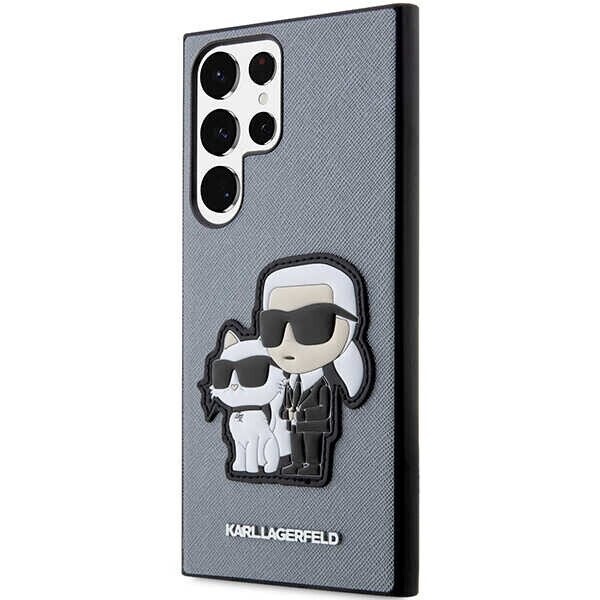 Karl Lagerfeld KLHCS23LSANKCPG S23 Ultra S918 hardcase szary|grey Saffiano Karl & Choupette (Attēls 2)