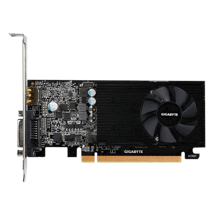Gigabyte NVIDIA, 2 GB, GeForce GT 1030, GDDR5, PCI Express 3.0, Cooling type Active, Processor frequency 1257 MHz, DVI-D ports quantity 1, HDMI ports quantity 1, Memory clock speed 6008 MHz (Фото 2)