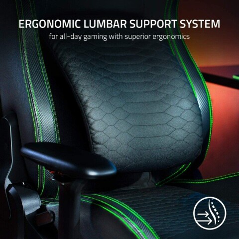 Razer Iskur Gaming Chair with Lumbar Support, Black/Green (Attēls 4)