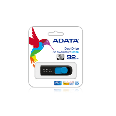 ADATA UV128 64 GB, USB 3.0, Black/Blue (Attēls 1)