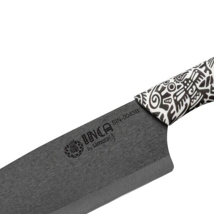 Samura Inca Кухонный нож Nakiri с 165 mm черным циркония керамическим лезвием и ABS TPR повверхностю ручкой (Фото 5)