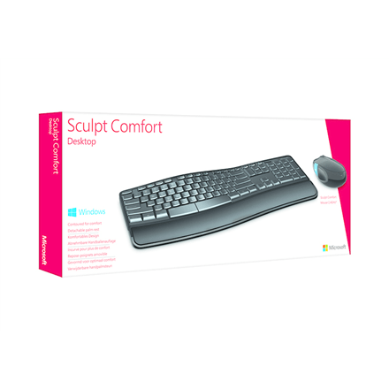 Microsoft L3V-00021 Sculpt Comfort Desktop Standard, Wireless, Keyboard layout EN, Black, Mouse included, Numeric keypad (Фото 7)