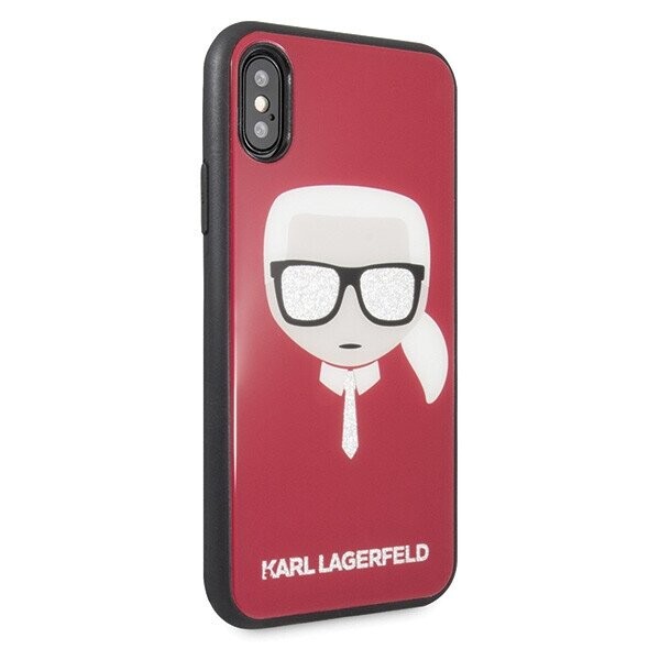 Karl Lagerfeld KLHCPXDLHRE iPhone X|Xs czerwony|red Iconic Glitter Karl`s Head (Фото 5)