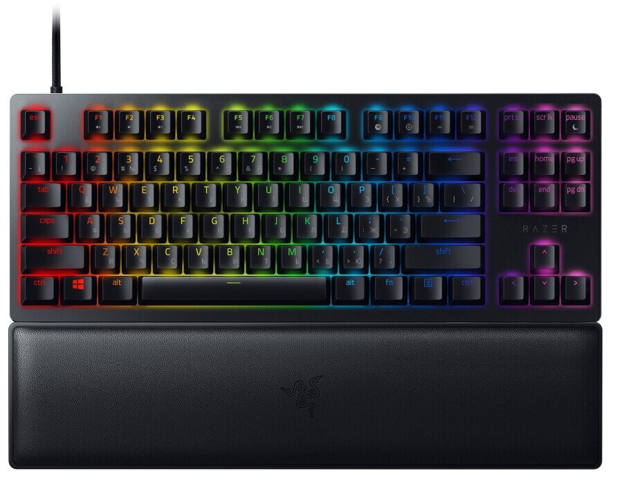 Razer Huntsman V2 Tenkeyless, Optical Gaming Keyboard, RGB LED light, Russian, Black, Wired, Linear Red Switch (Attēls 1)