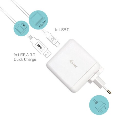i-tec USB-C Travel Charger 60W + USB-A Port 18W (Фото 3)