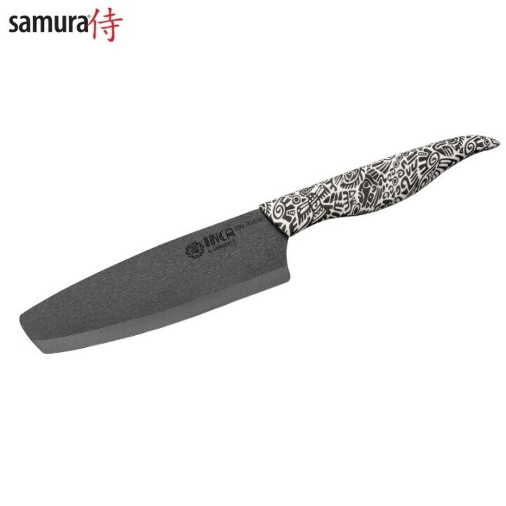Samura Inca Кухонный нож Nakiri с 165 mm черным циркония керамическим лезвием и ABS TPR повверхностю ручкой (Фото 1)