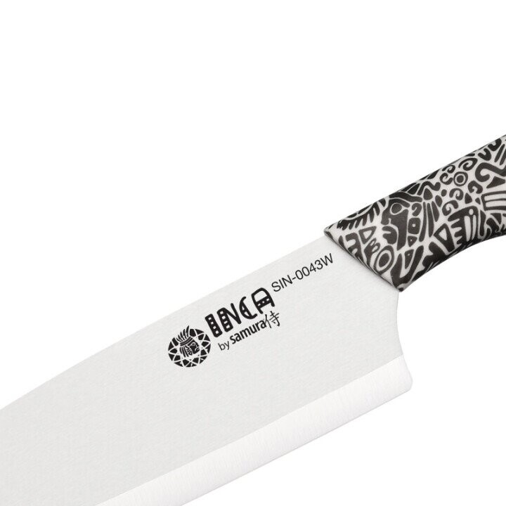Samura Inca Кухонный нож Nakiri с 165 mm белым циркония керамическим лезвием и ABS TPR повверхностю ручкой (Фото 4)