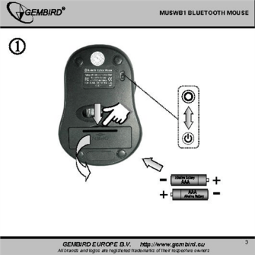 Gembird MUSWB2 Optical Bluetooth mouse, Wireless connection, 6 button, Black, Grey (Attēls 2)