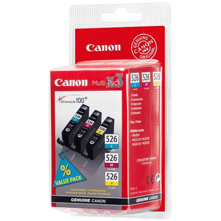 Canon CLI-526 Multipack Ink Cartridge, Cyan, Magenta, Yellow (Attēls 1)