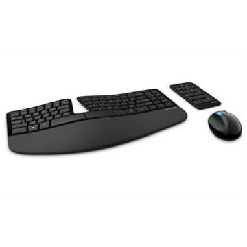 Microsoft L5V-00009 Sculpt Ergonomic Desktop Multimedia, Wireless, Keyboard layout DK, Black, Mouse included, Danish, Numeric keypad, 842 oz (Фото 12)