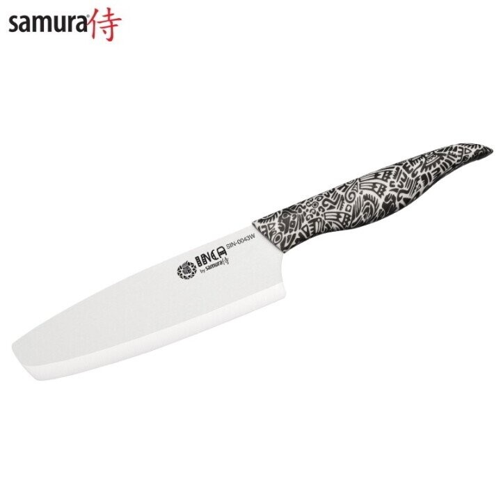 Samura Inca Кухонный нож Nakiri с 165 mm белым циркония керамическим лезвием и ABS TPR повверхностю ручкой (Фото 1)