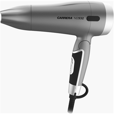 Carrera 532 Compact Hairdryer  Ionic function, Foldable handle, 1600 W, Silver/Black (Фото 3)