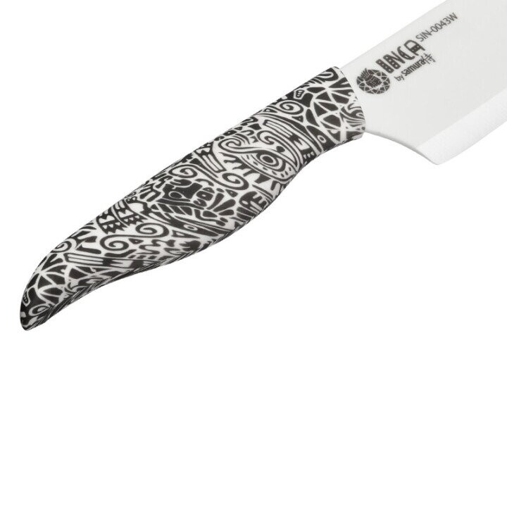 Samura Inca Кухонный нож Nakiri с 165 mm белым циркония керамическим лезвием и ABS TPR повверхностю ручкой (Фото 3)