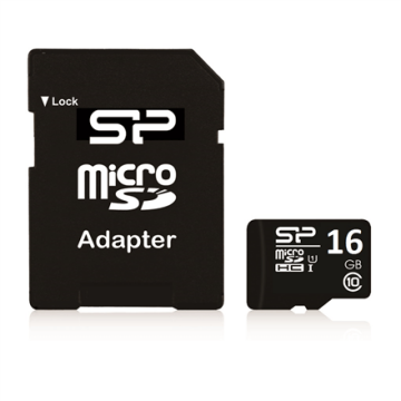 Silicon Power 16 GB, MicroSDHC, Flash memory class 10, SD adapter (Attēls 1)