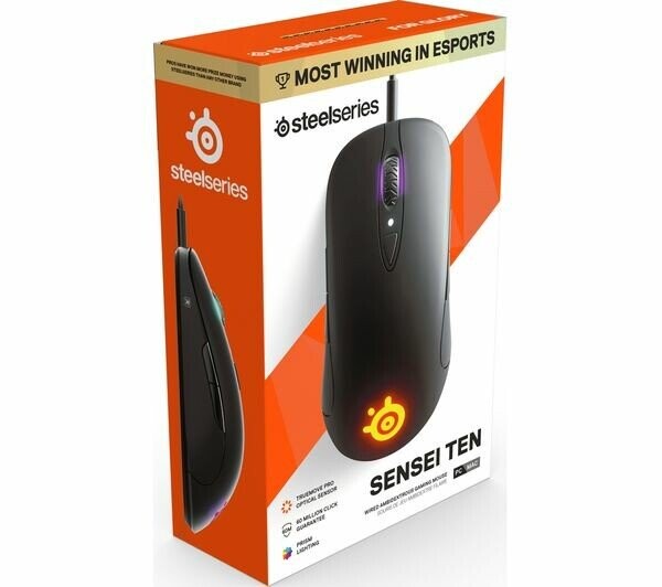 SteelSeries Sensei 2020 Edition Ambidextrous Optical Mouse, Medium, Black,12,000 DPI, Wired (Attēls 4)