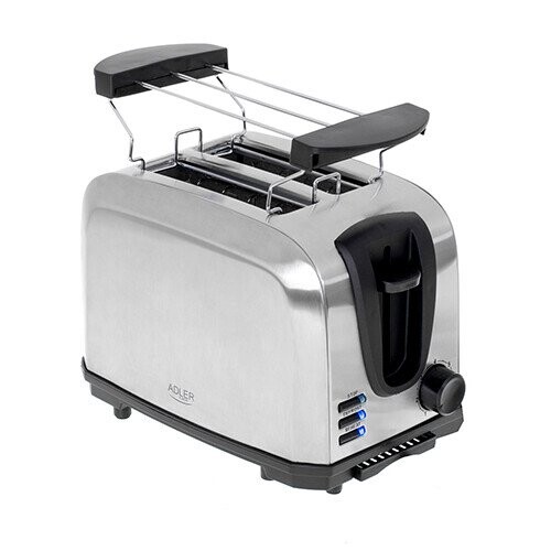 Adler Toaster AD 3222 Power 700 W, Number of slots 2, Housing material Stainless steel, Silver (Attēls 1)