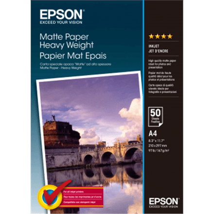 Epson Matte Paper Heavy Weight, DIN A4, 167g/mÂ², 50 Sheets (Фото 2)